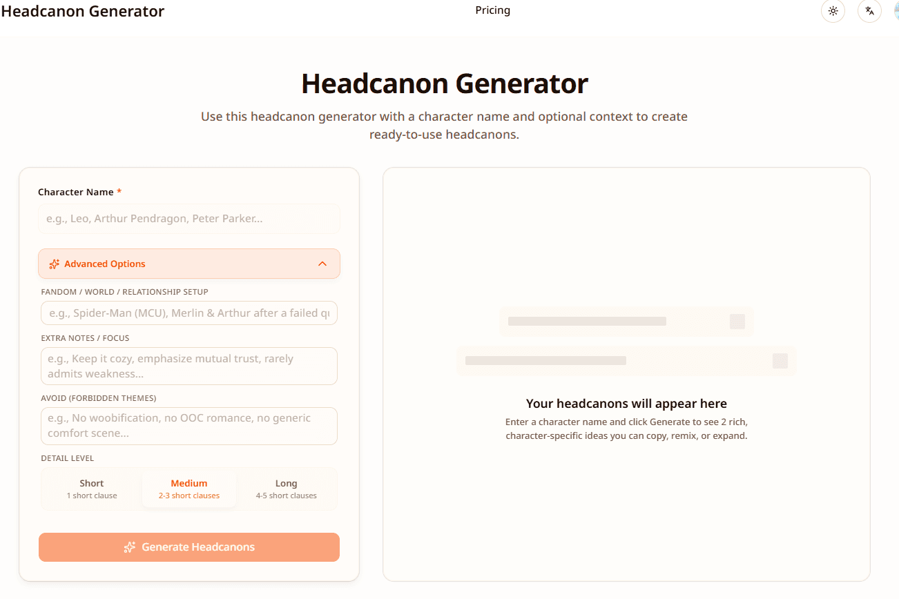 Headcanon Generator